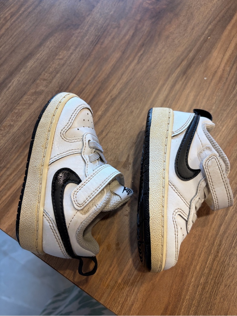 Kids White and Black Athletic Sneakers with Velcro Straps